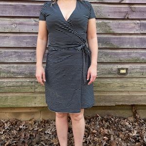 Pact Wrap Dress Size Medium Dark Navy/White stripes